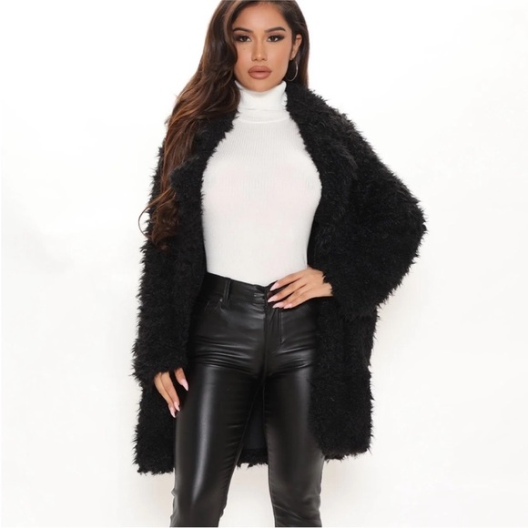 NEW - fashion nova Black sugar daddy Teddy jacket - Picture 5 of 6